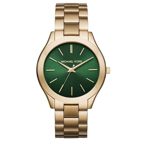 michael kors gold green face watch